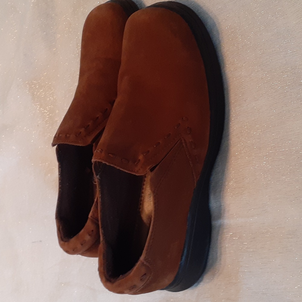 Dr Scholl's DoraNubuk Leather Cognac Double Air Pillow Slip On Shoes  8.5